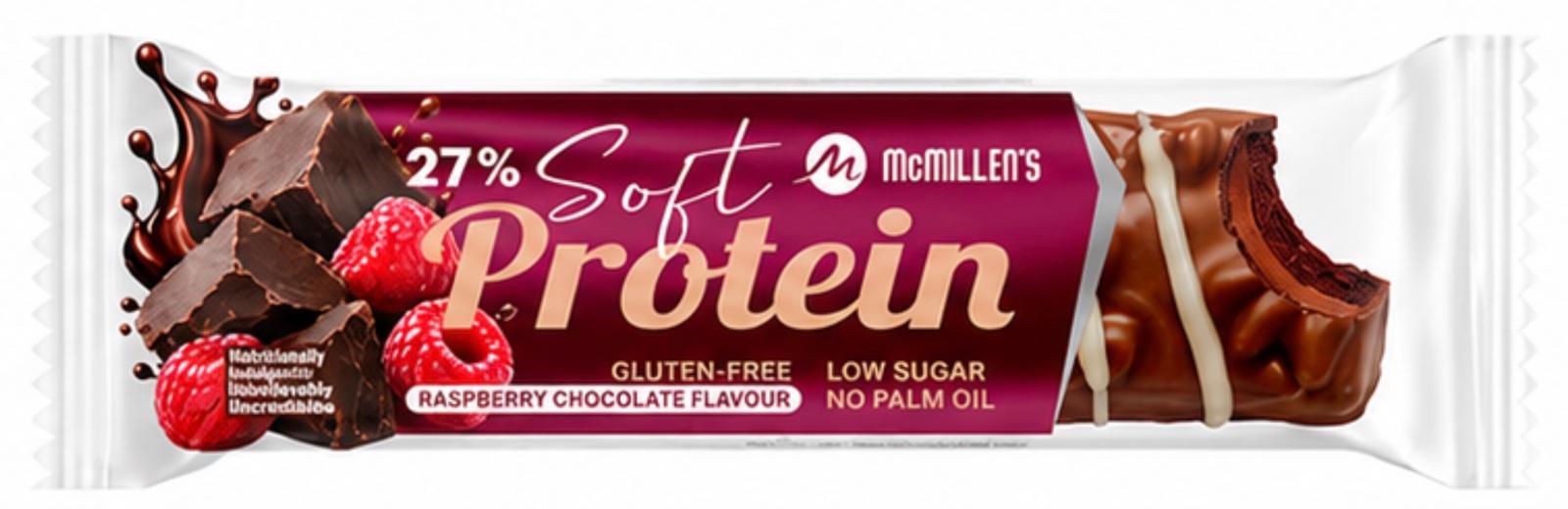 KOMMER SNART! McMillen`s Protein bar Raspberry Chocolate
